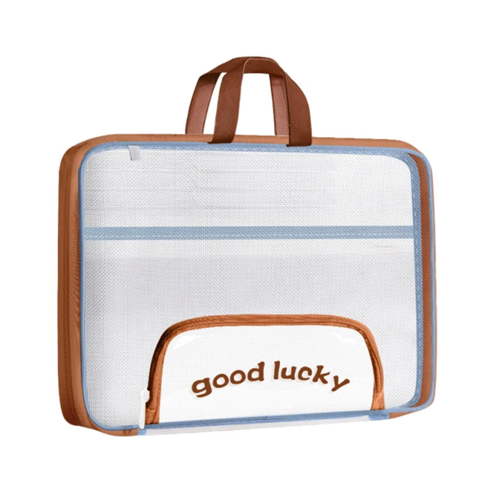 Portable Mesh A4 File Bag – Transparent Organizer with Handle Mesh File Organizer HIP Coffee