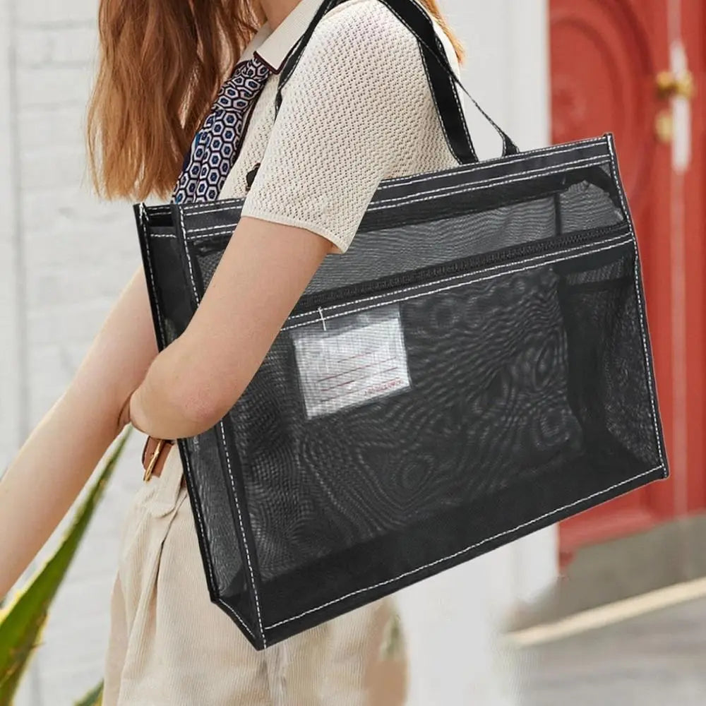A3 Mesh PVC Art Project Bag – Waterproof Zipper Storage Art Storage Bag HIP