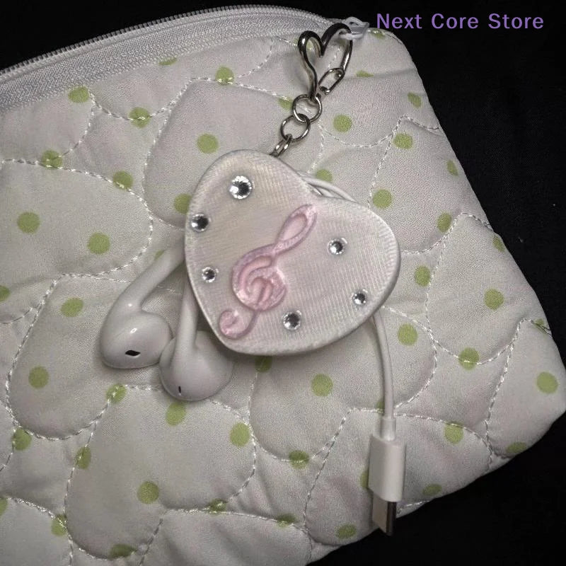 Y2K Heart Earphone Storage Bag & Keychain – Musical Note Earphone Storage Bag HIP