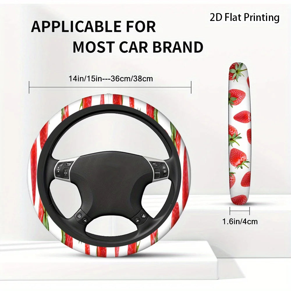 Strawberry Steering Wheel Cover – 15" Breathable Polyester Steering Wheel Cover HIP