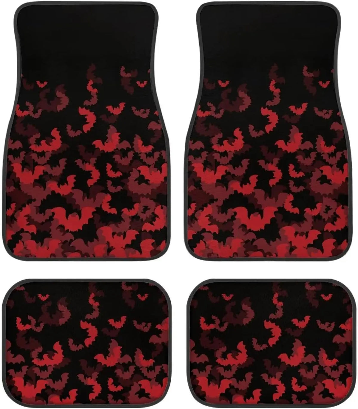 4-Piece Halloween Bat Car Floor Mats – Anti-Slip Front & Rear Car Floor Mats HIP black