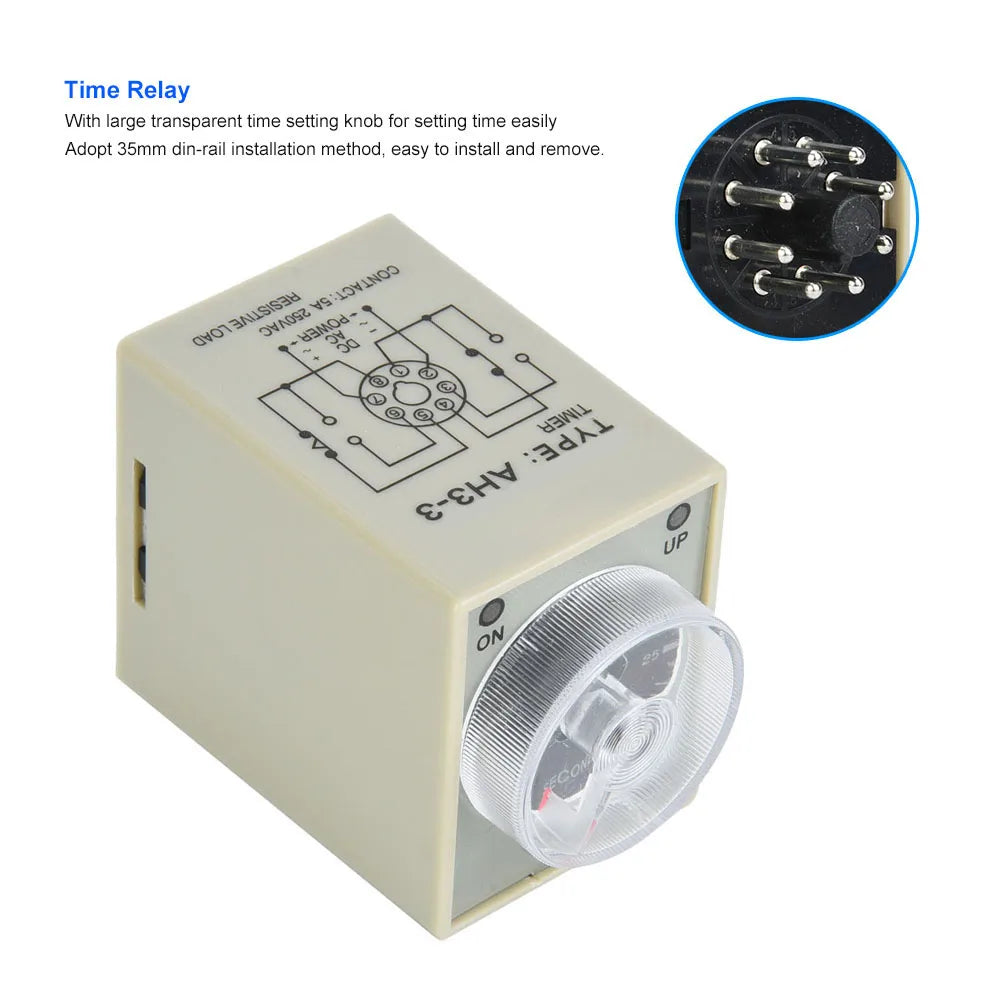 Mechanical Equipment Timer Time Relay 30S 8 Pins Timer 35mm Din Rail for Industrial Automation System 12V/24V/110V/220V HIP