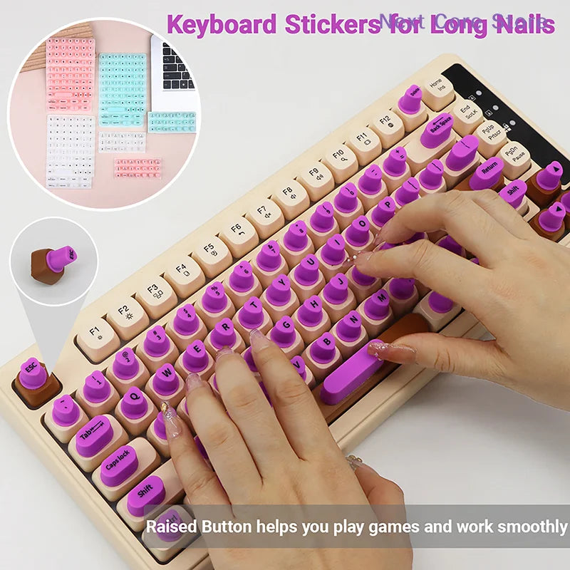 Raised Silicone Keyboard Stickers for Long Nails – 70/21 Pcs Nail Keyboard Stickers HIP