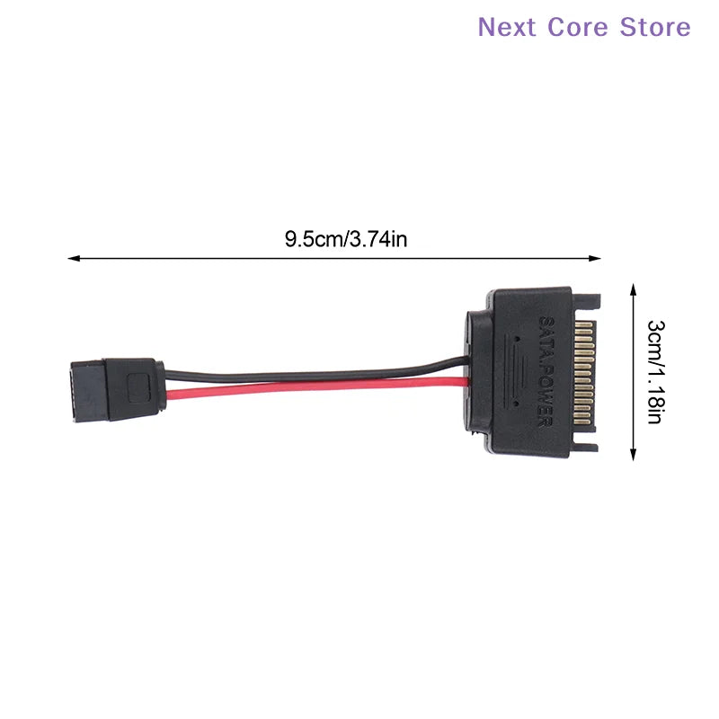 SATA 15-Pin to 6-Pin Slimline Power Adapter Cable 20AWG SATA Power Adapter HIP