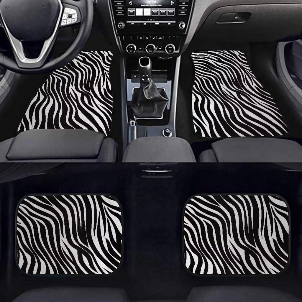 4-Pc Zebra Print Universal Car Floor Mats – SUV, Truck, Van Car Floor Mats HIP