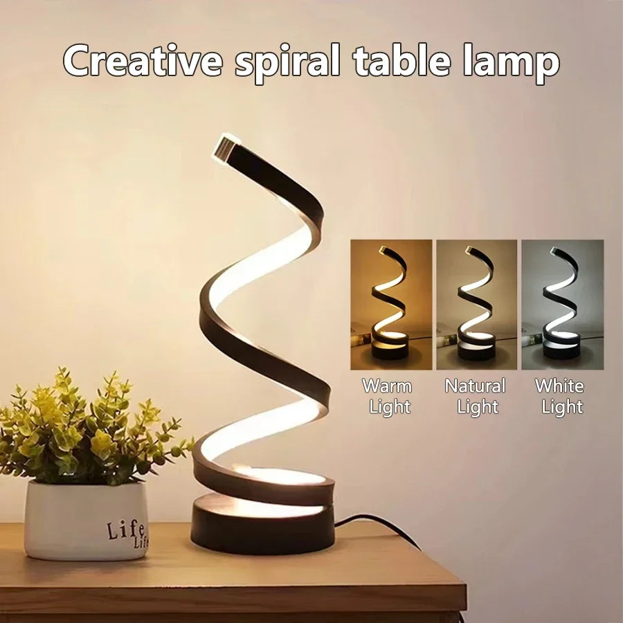 Modern Minimalist Spiral LED Table Lamp Bedside Night Light 3 Color Dimmable Desk Lamp For Bar Cafe Bedroom Living Room Lighting HIP