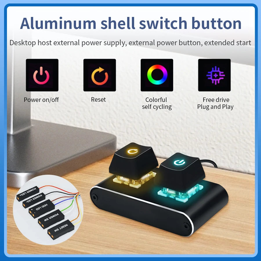 2M External Switch Power Button Motherboard Mechanical Desktop Power Switch Extension Cable On/Off For PC Computer Home Office HIP