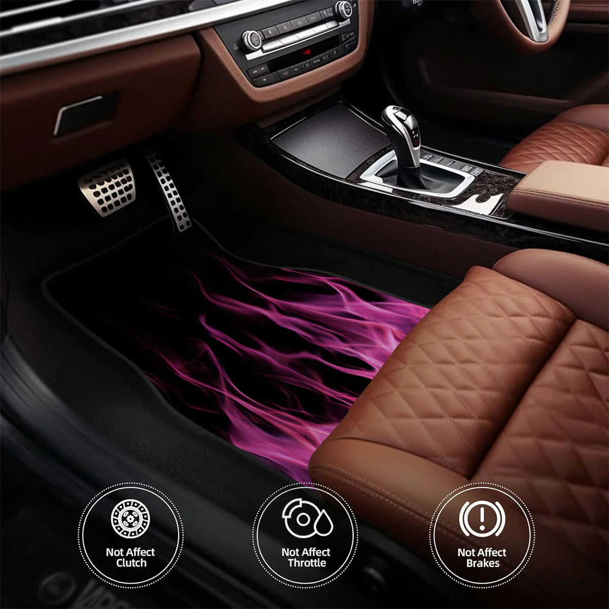 4-Piece Non-Slip Car Floor Mats – Pink Purple Flame Pattern Car Floor Mats HIP
