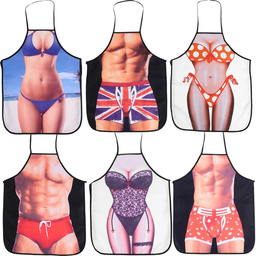 3D Funny Cooking Apron Sexy Man Woman Apron Waterproof Apron HIP