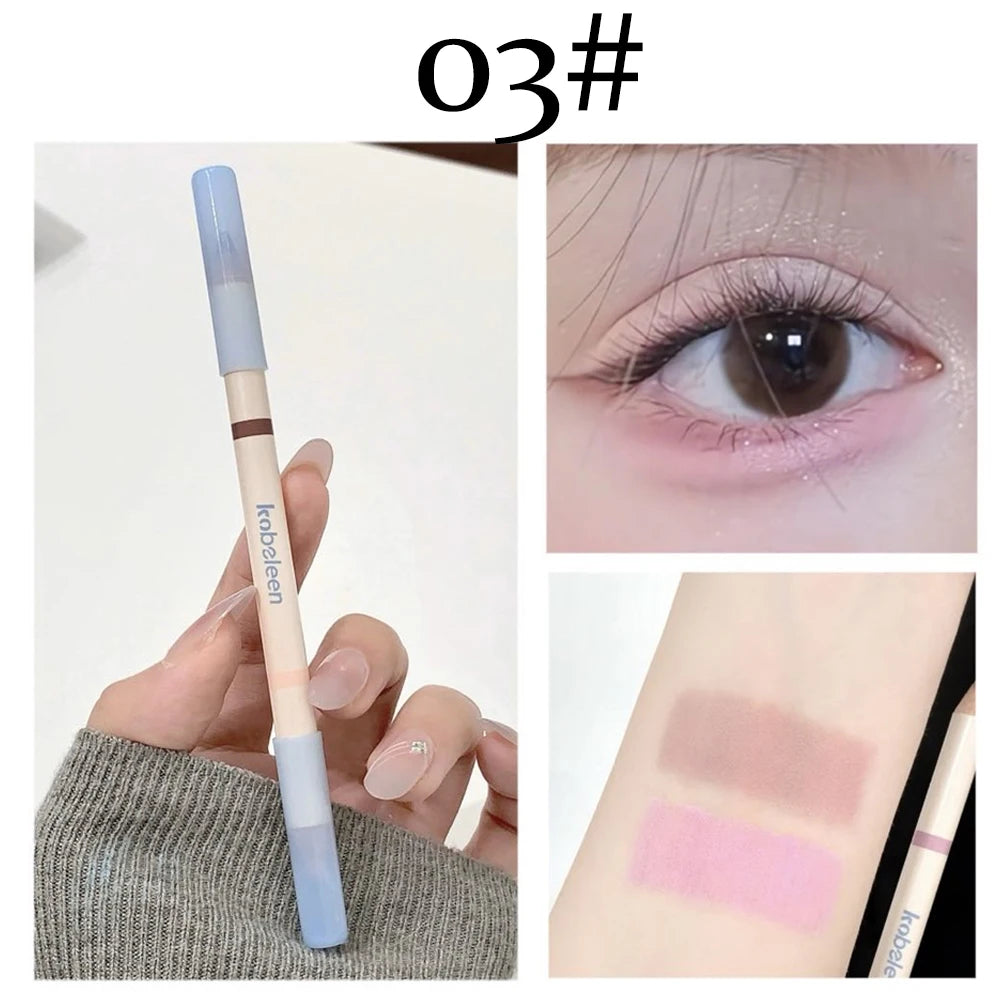 2-in-1 Pink Purple Matte Under Eye Pencil Aegyo Sal Highlighter Lying Silkworm Pen Eye Makeup Easy To Use Eyeshadow Cosmetic HIP 03