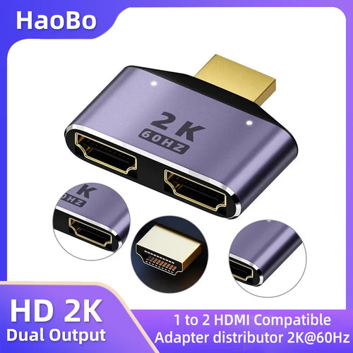 1-to-2 HDMI Splitter Adapter – 2K HD Dual Output Monitor HDMI Splitter Adapter HIP