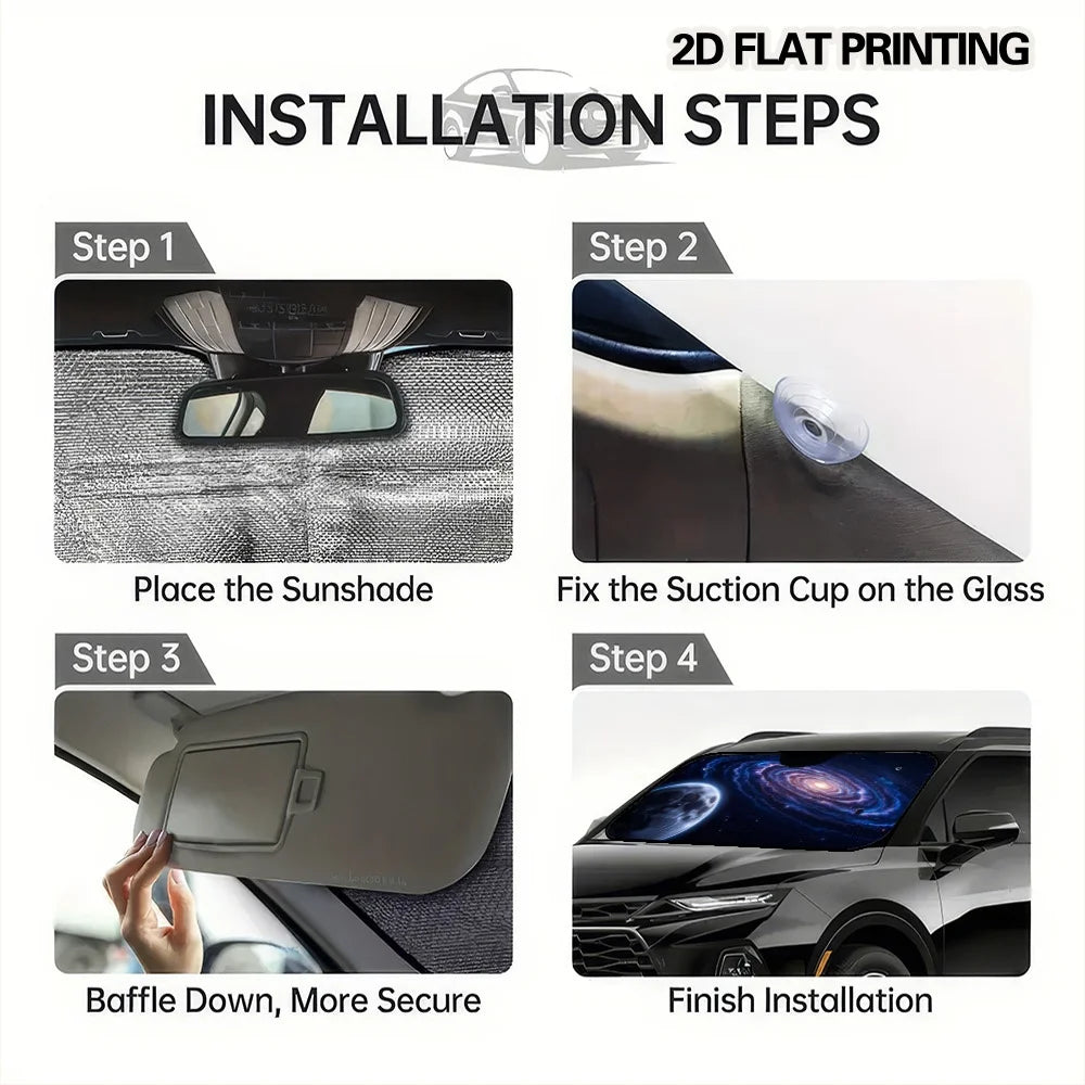 Galaxy & Moon Car Sun Visor – Universal Foldable Windshield Car Sun Visor HIP