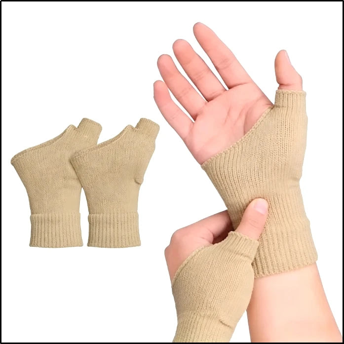 Fingerless Compression Gloves – Wrist Brace & Gel Thumb Pads Wrist Compression Glove HIP C726-Skin-1pair L