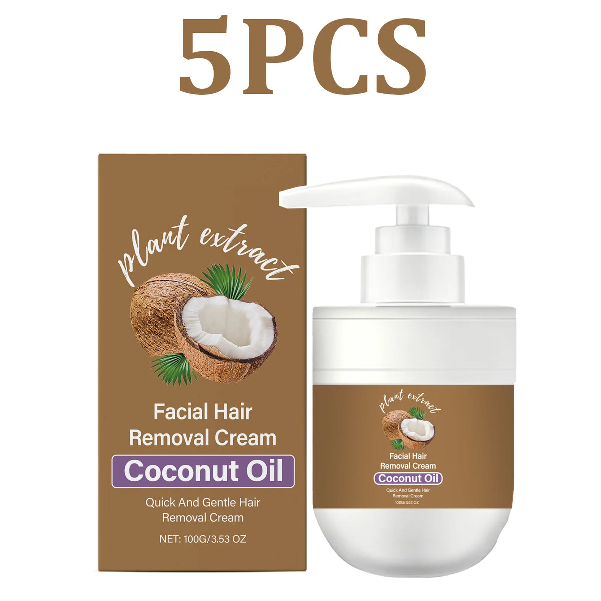 Coconut Oil Facial Hair Removal Cream – Sensitive Skin Facial Hair Removal Cream HIP 5PCS
