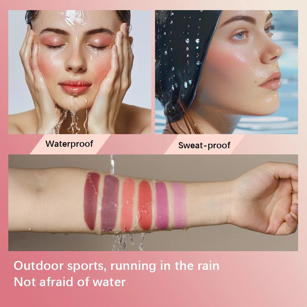 3-in-1Blush Stick Lasting Brightens Facial Cheek Stick Moisturizing Flash Lip Gloss Makeup Lip Gloss Face Rouge HIP