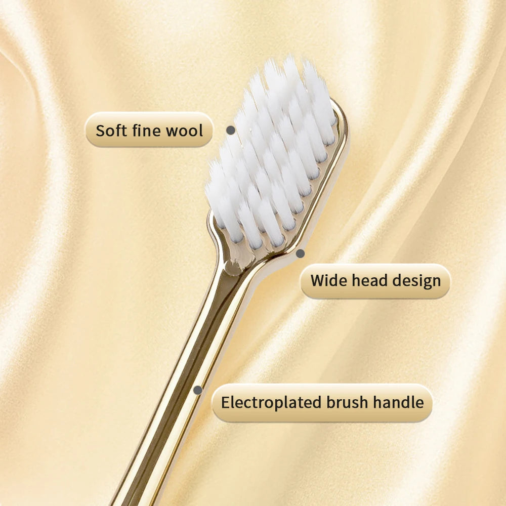 Luxury Soft Toothbrush Men Women Adult Tooth Brush Gold Silver Dental Brushes Elegance Gentle Toothbrushes Drop Shipping HIP
