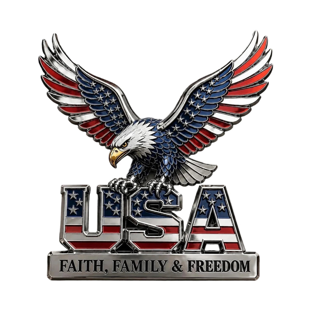 3D Metal US Army Veteran Car Emblem – Eagle & Flag Badge Vehicle Emblem Badge HIP 1PCS 9.7X9CM