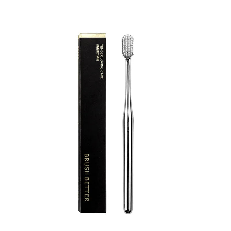 Luxury Soft Toothbrush Men Women Adult Tooth Brush Gold Silver Dental Brushes Elegance Gentle Toothbrushes Drop Shipping HIP Silve White