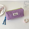 Large Capacity Checkered Pencil Case & Makeup Storage Bag Pencil Case HIP Purple