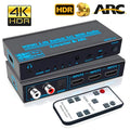 4K@60Hz HDMI 2.0 Audio Extractor 3x1 Switcher | SPDIF RCA ARC HDMI Audio Switcher HIP black