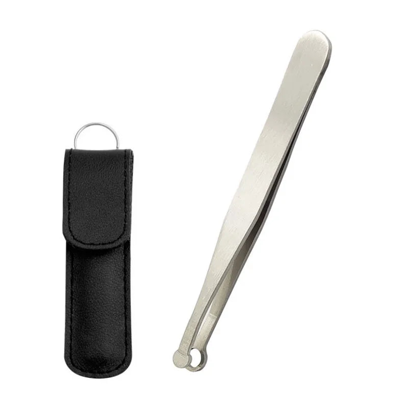 Stainless Steel Nose & Eyebrow Hair Trimming Tweezers Nose Hair Trimmer HIP C614-silver and bag