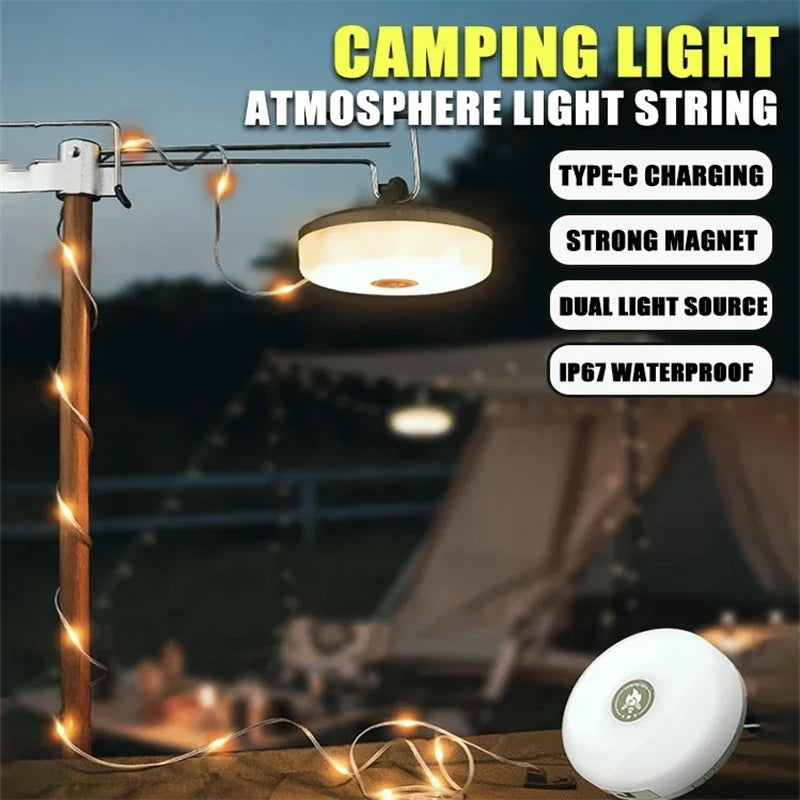 Solar 10M RGB LED Camping String Light with Flashlight Hook Solar Camping String Light HIP