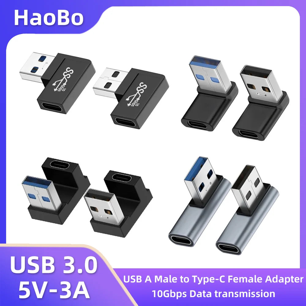 USB-A to USB-C 90° Right Angle Adapter – 10Gbps USB Angle Adapter HIP