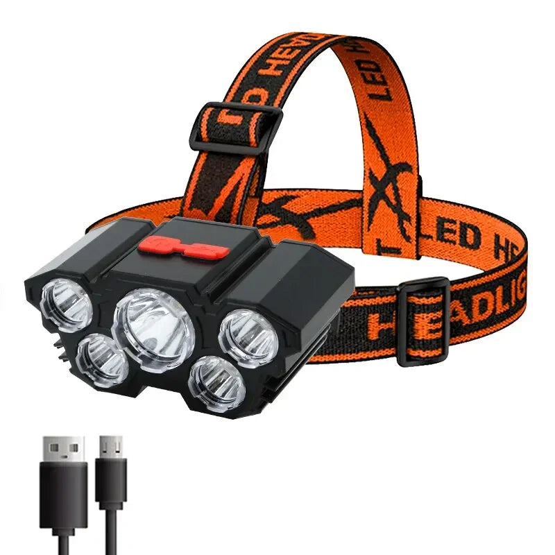 5 LED Rechargeable Headlamp – Waterproof Camping & Fishing LED Headlamp HIP