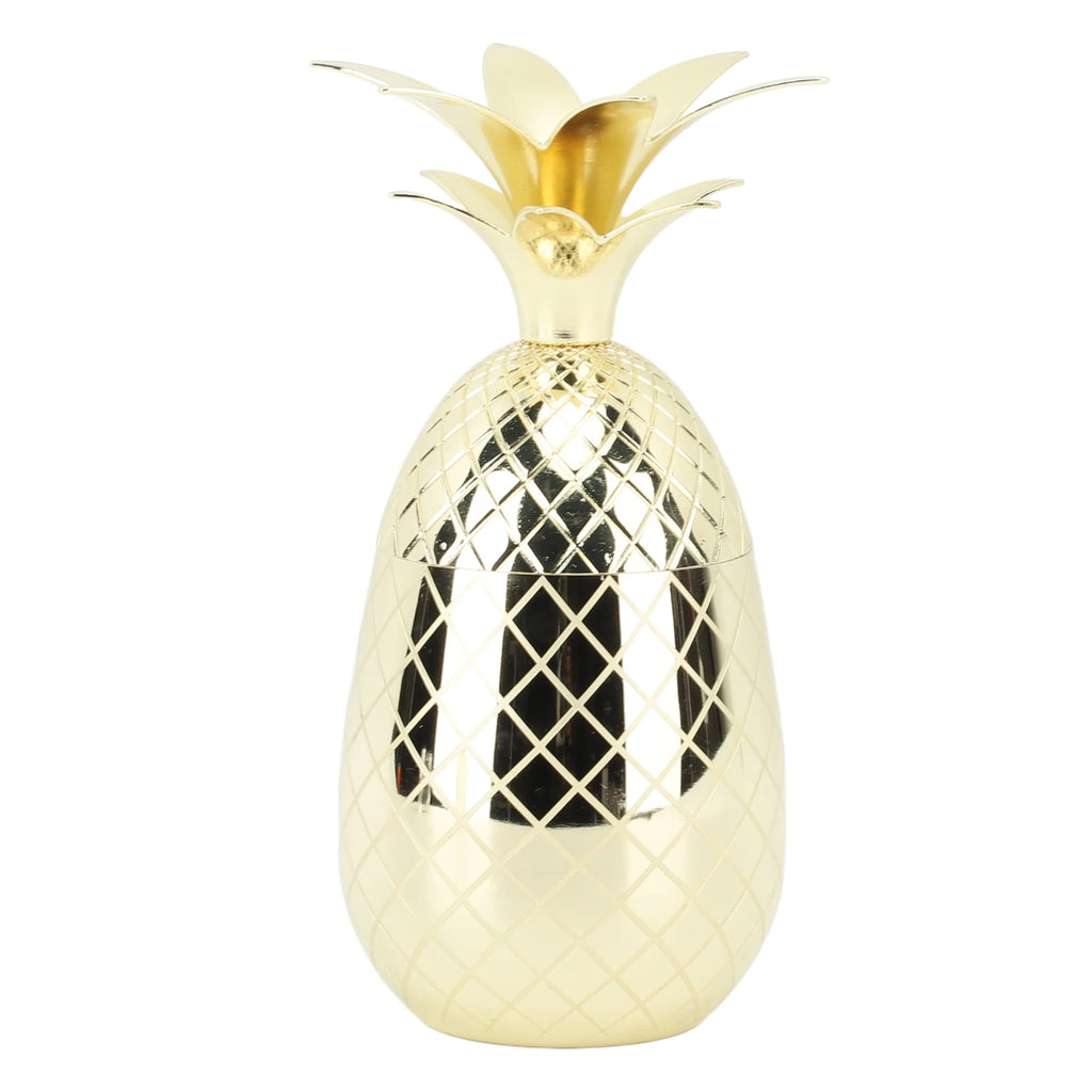 Pineapple Cup with Lid 500ml Stainless Steel Drinking Glasses Reusable Easy to Clean Versatile Tumbler Cup for Bar Party HIP Gold