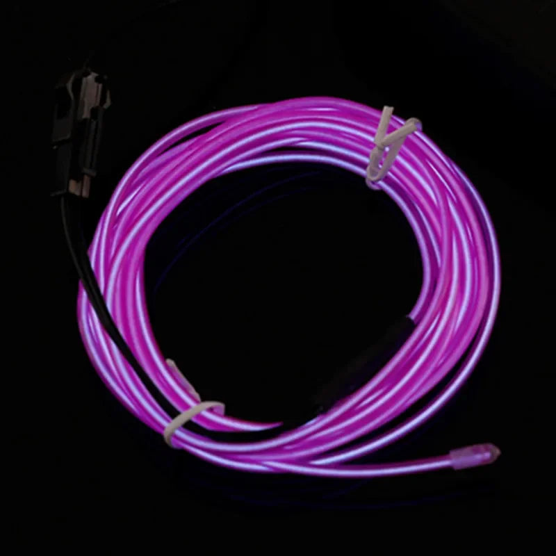 Flexible Neon EL Wire LED Strip Waterproof Multicolor 1M–5M LED Neon Light Strip HIP purple Cigar lighter Plug 5m