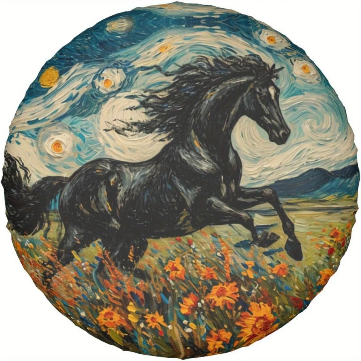 Starry Night Horse Spare Tire Cover – Waterproof RV SUV Camper Spare Tire Cover HIP 1 16in