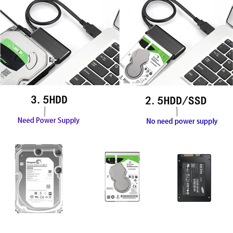 USB 3.0 to SATA Adapter Cable with DC Power Port – HDD & SSD SATA USB Adapter Cable HIP