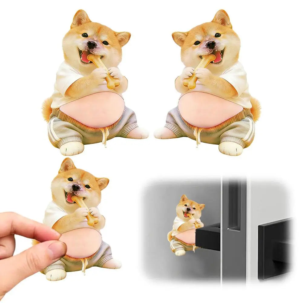 Funny Shiba Inu Car Door Anti-Collision Strips Silicone 3D Butt Protection Stickers Cute Cartoon Decorative Auto Accessories HIP