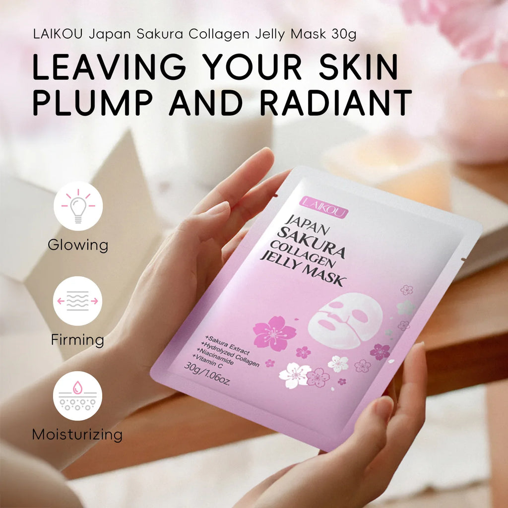 LAIKOU Sakura Collagen Jelly Face Mask – Hydrating & Firming Collagen Gel Face Mask HIP