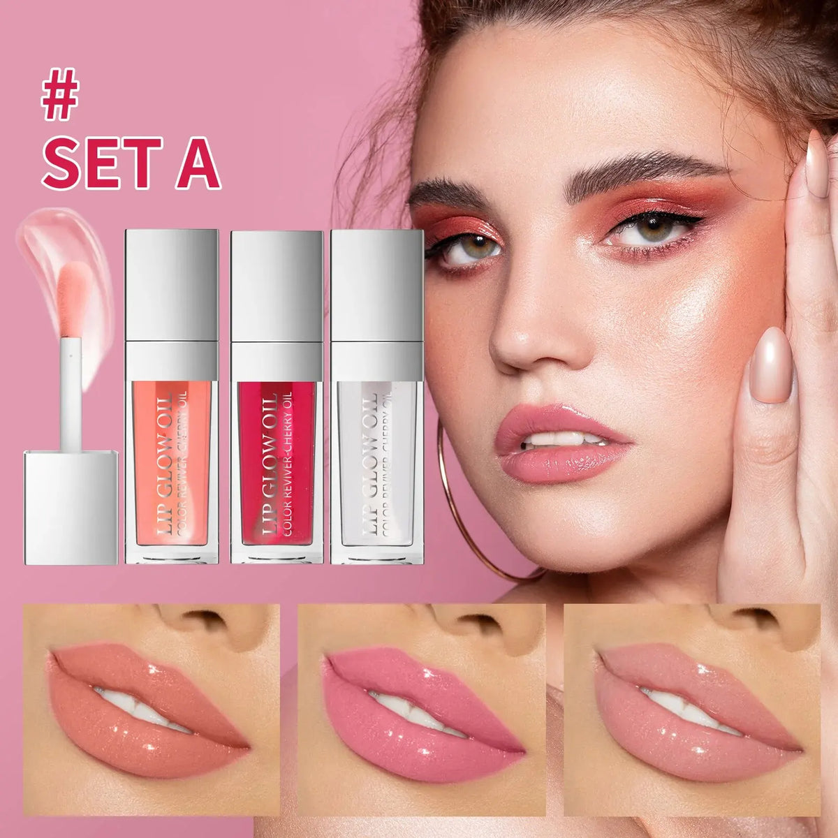 Crystal Jelly Moisturizing Lip Oil Set Plumping Lip Gloss Makeup Sexy Plump Lip Glow Oil Tinted Lip Plumper Set HIP