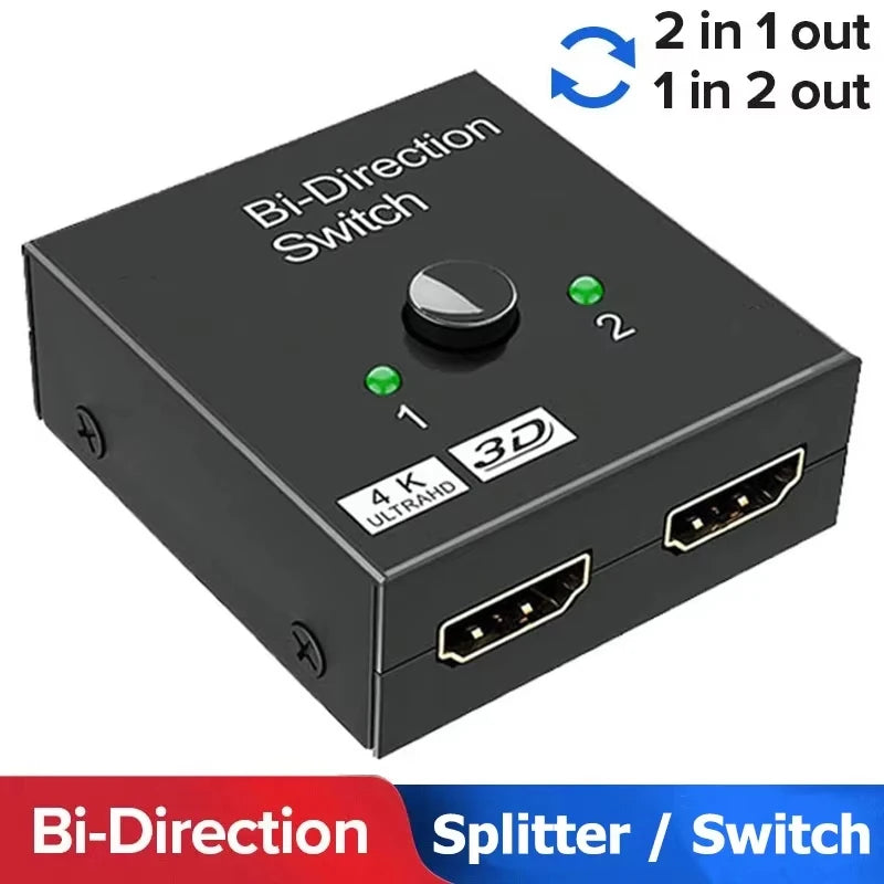Bidirectional HDMI Splitter 2-in-1 Out 4K Switch Adapter HDMI Splitter Switch HIP