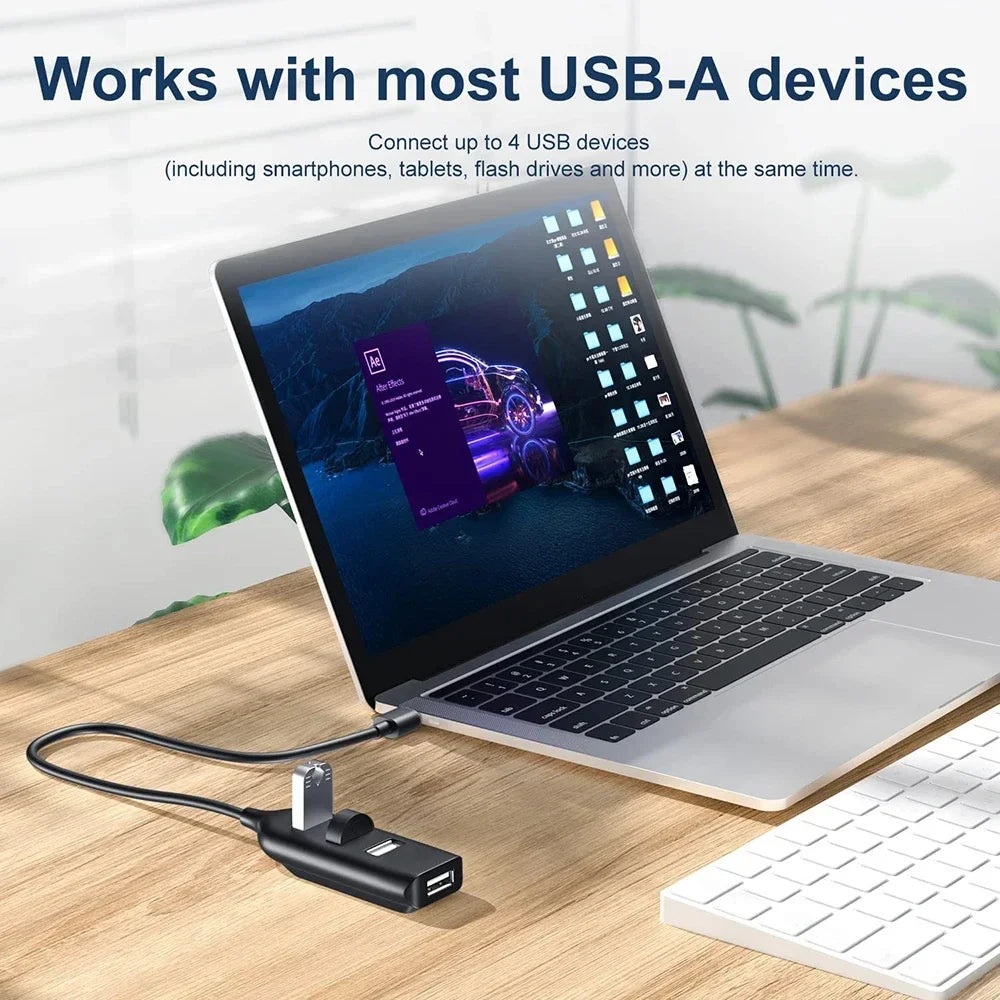KEBIDUMEI 4-Port USB 2.0 Hub OTG Splitter Adapter for PC & Laptop USB Hub Adapter HIP
