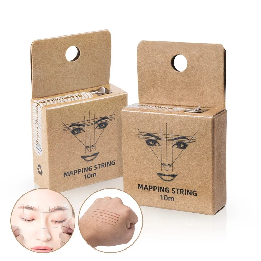 10Meter Brown Microblading Mapping Pre-Ink String for Makeup Eyebrow Dyeing Linen Thread Semi Permanent Positioning Measure Tool HIP
