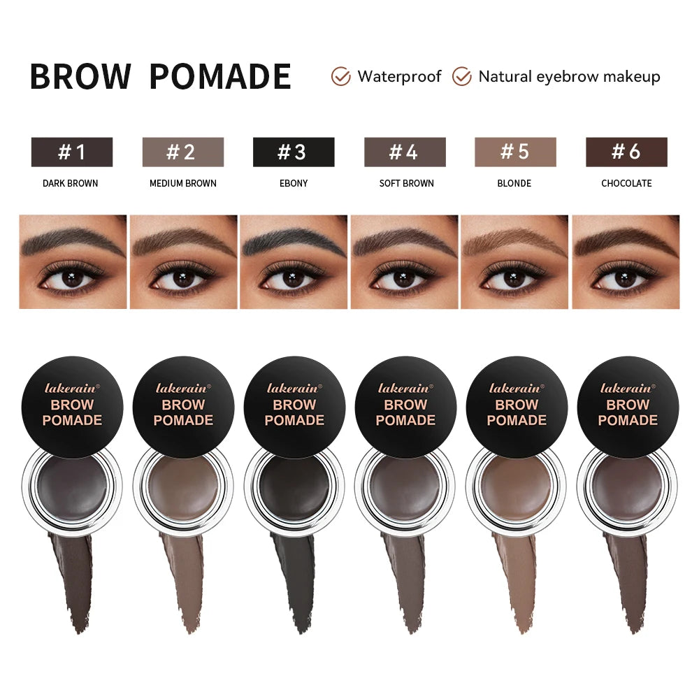 Lakerain Brow Pomade with Dual-Ended Brush Long-Lasting Waterproof Sweatproof Natural Smooth Eyebrow Brow Pencil Makeup HIP