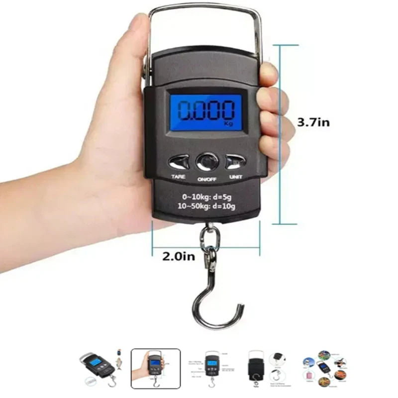 50kg Portable Digital Hanging Scale with Retractable Tape Digital Hanging Scale HIP