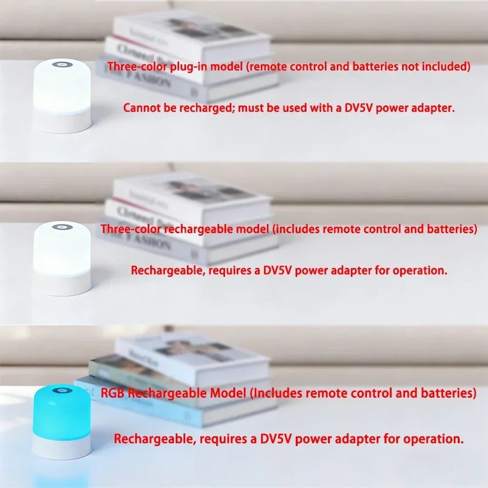 LED Night Light Dimmable Rechargeable/Plug-in Desktop Bedroom Bedside Lighting Decorative Touchscreen Reading RGB Desk Lamp HIP