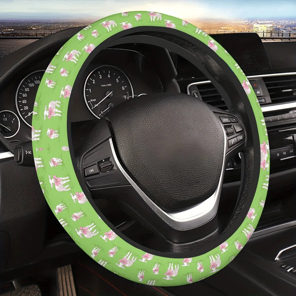 Cute Lamb Pink Bow Steering Wheel Cover – Easter Car Gift Steering Wheel Cover HIP 1