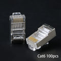 100-Pack Cat6 Cat5e RJ45 STP Shielded Connectors – Gold Plated Network Connector Pack HIP Cat6 100pcs Other