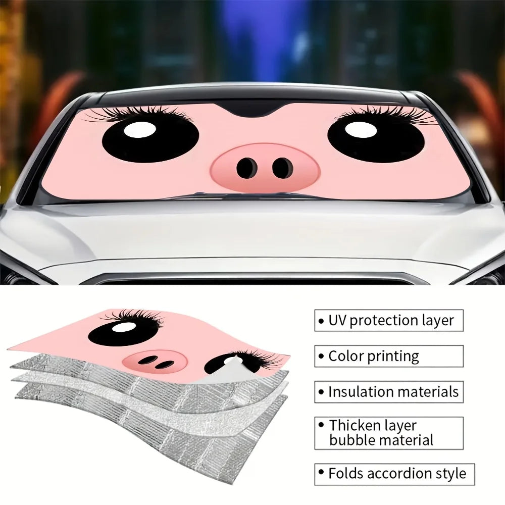 Cartoon Pig Foldable Car Sun Visor – Fun Summer Auto Accessory Car Sun Visor HIP