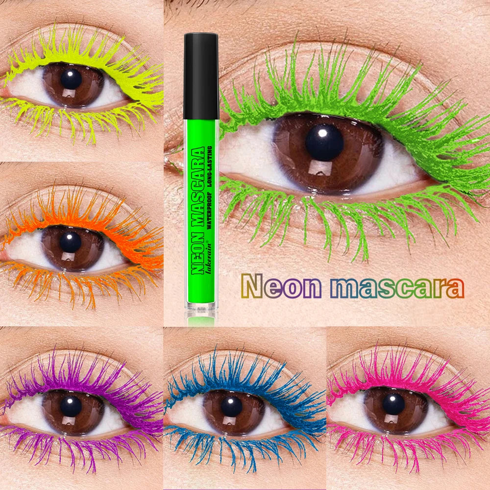 Color Mascara Thick Curl Waterproof Natural Eyelash Long Lasting Blue White Green Pink Luminousk Eye Makeup Korean Cosmetics HIP