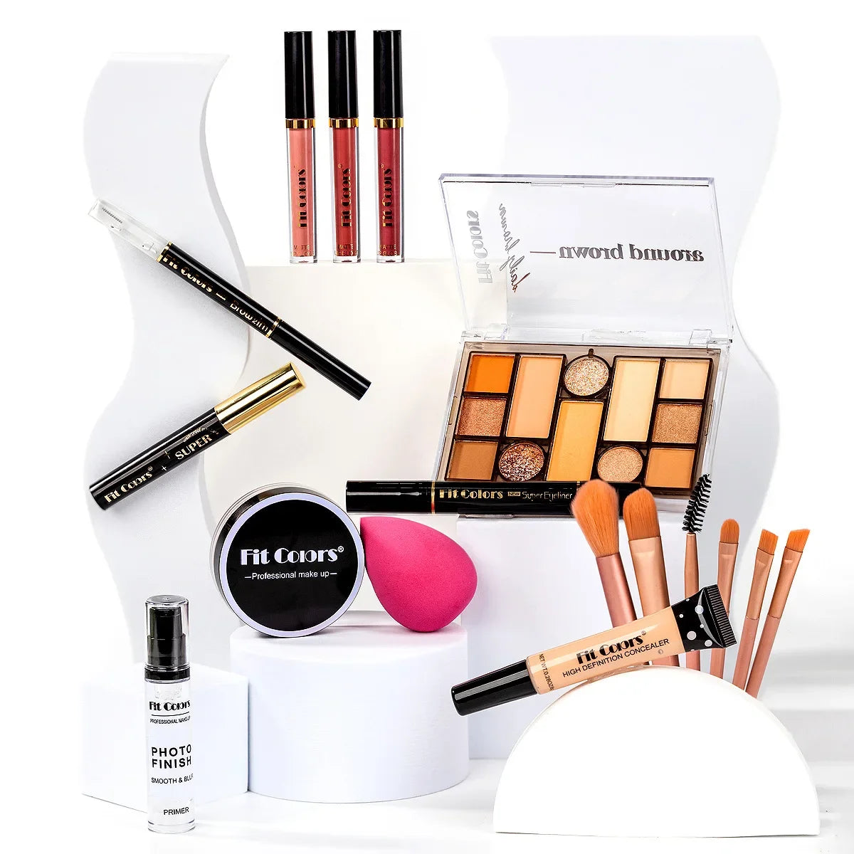Fit Colors All-in-One Waterproof Makeup Kit – 16-Piece Set Complete Makeup Set HIP