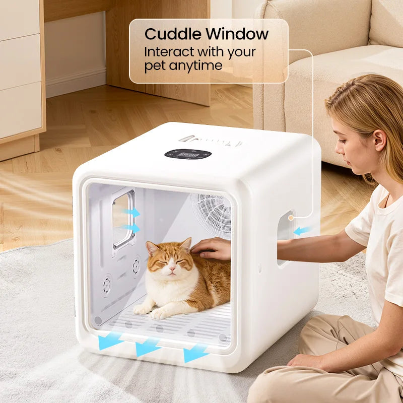 ROJECO Automatic Pet Drying Box 70L Smart Temperature Control 360° Ultra Quiet Pet Hair Grooming For Dog Cat Dryer Box 4 Speed HIP