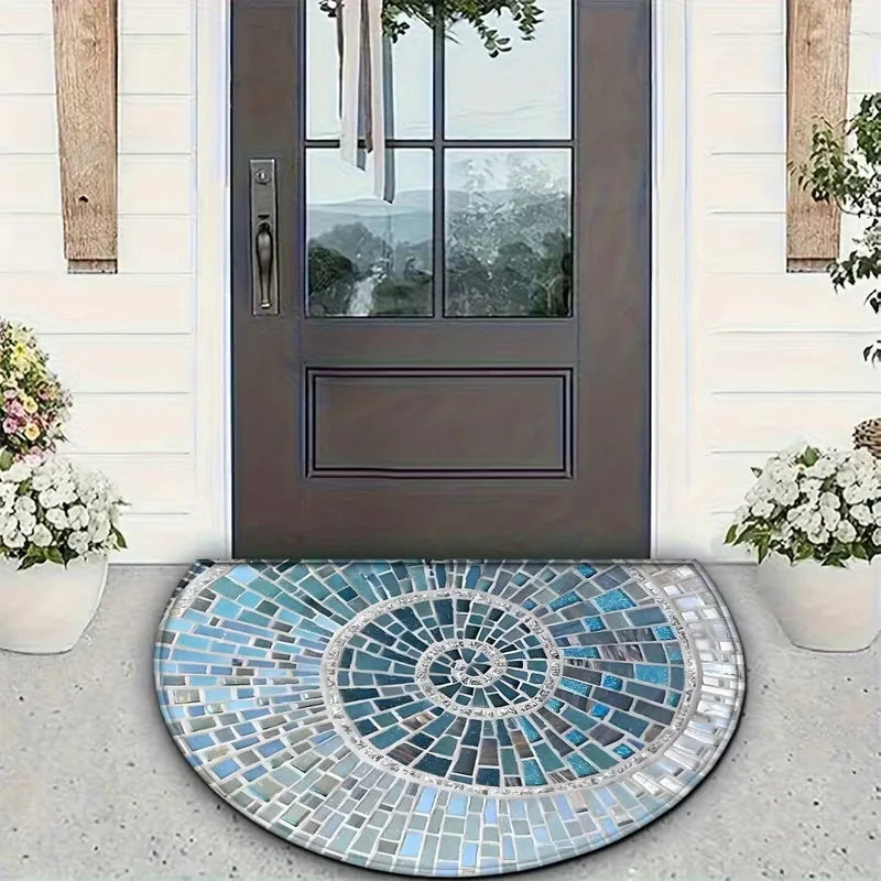 Semi-Circular Geometric Mosaic Door Mat – Indoor & Outdoor Decorative Door Mat HIP 4 50x80cm-Felt