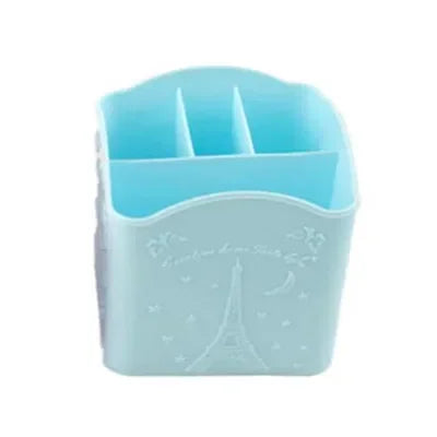 4 Compartments Makeup Brush Holder Portable Empty Plastic Brushes Holder Nail Pen Box Storage Organizer Container Random color HIP Blue