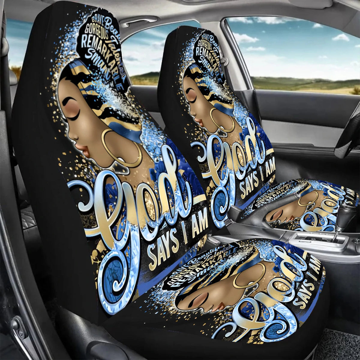2-Pack Inspirational Woman Canvas Car Seat Covers – Universal Fit Auto Seat Covers HIP
